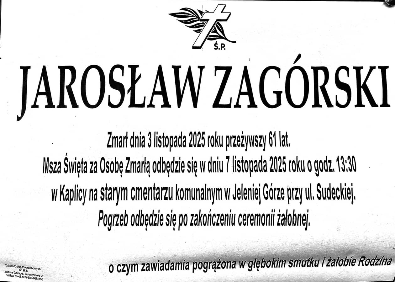 Jelenia Góra: Zmarł Jarosław Zagórski