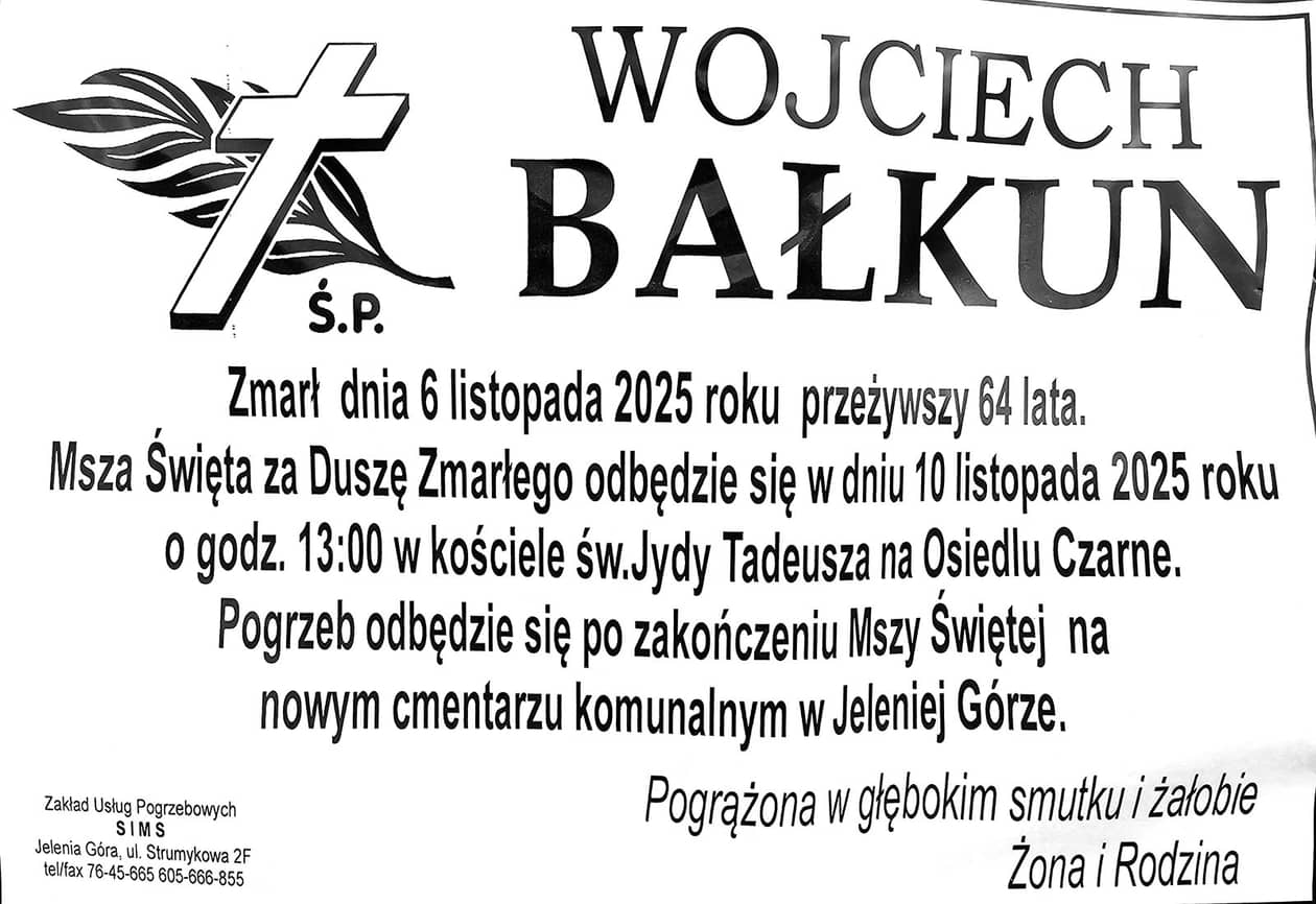 Jelenia Góra: Zmarł Wojciech Bałkun