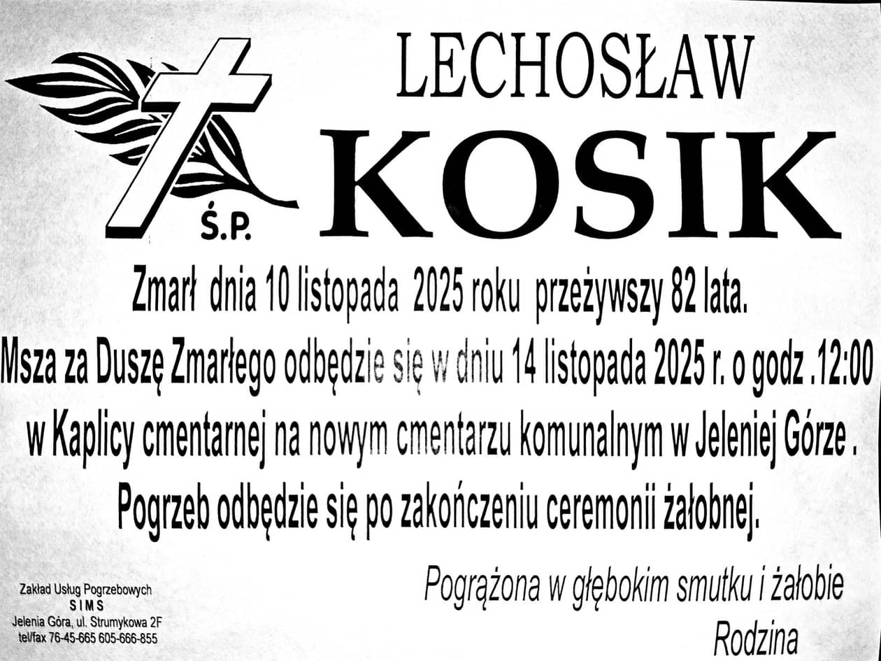Jelenia Góra: Zmarł Lechosław Kosik