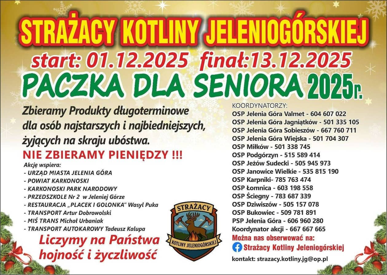 Jelenia Góra: Paczka dla Seniora 2025 — ruszamy 1 grudnia
