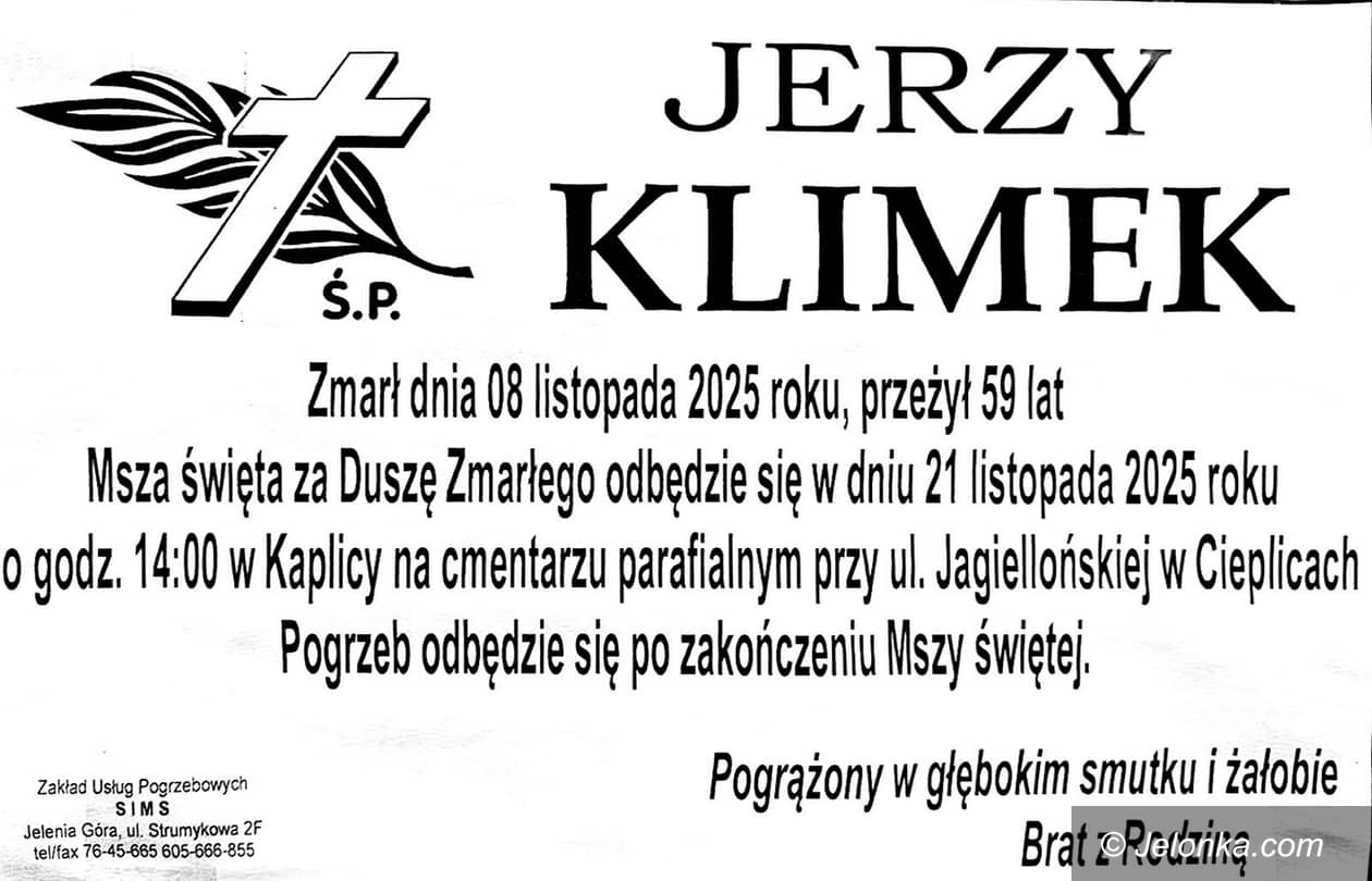 Cieplice: Zmarł Jerzy Klimek