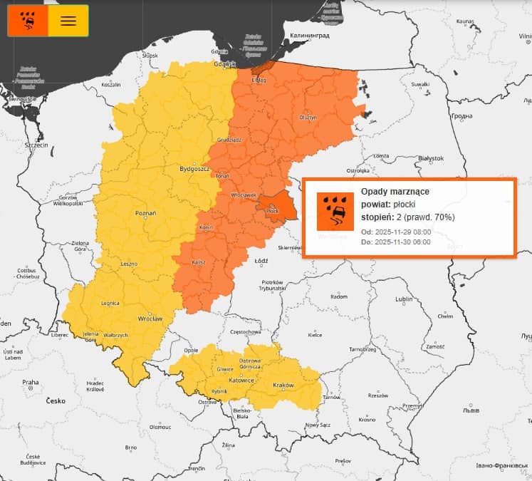 Jelenia Góra: Alert pogodowy: Opady i gołoledź