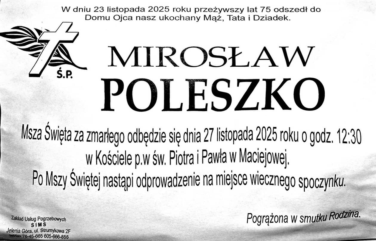 Jelenia Góra: Zmarł Mirosław Poleszko