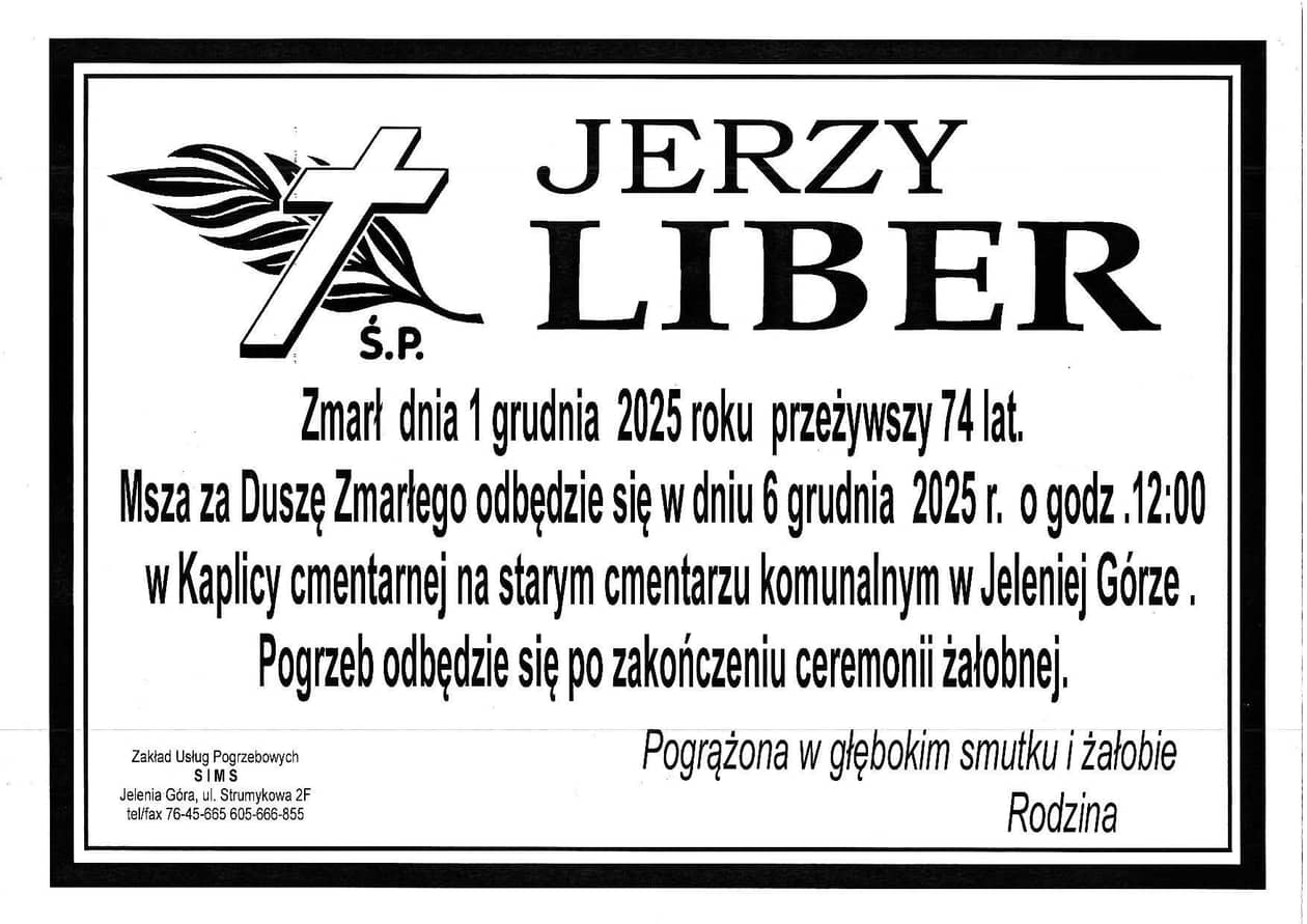 Jelenia Góra: Zmarł Jerzy Liber – były jeleniogórski radny
