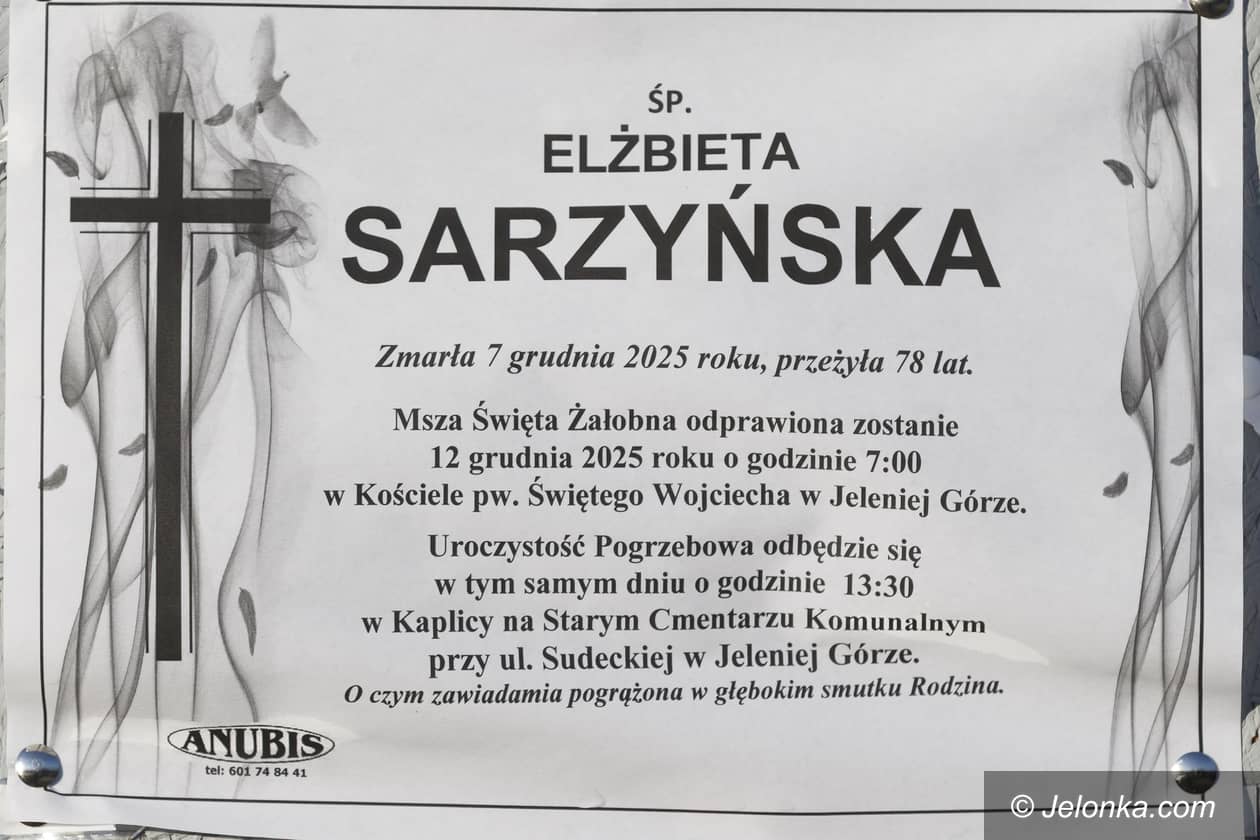 Jelenia Góra: Zmarła Elżbieta Sarzyńska
