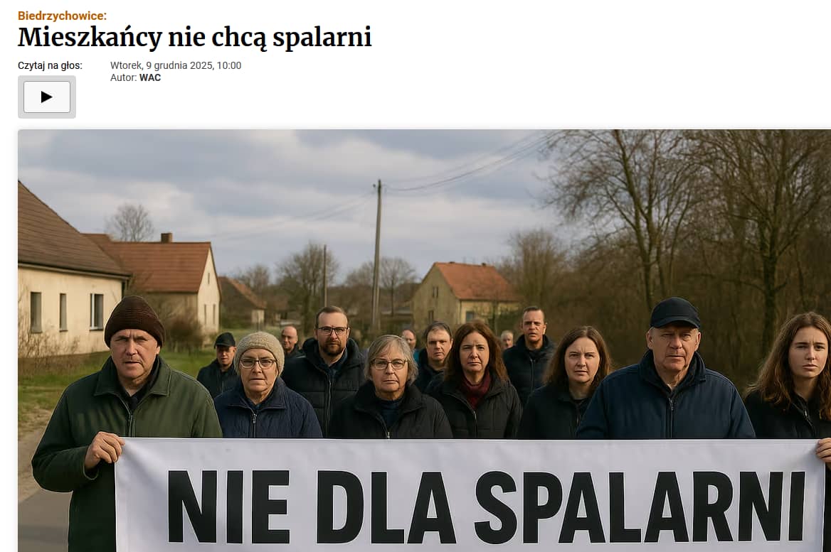 Dolny Śląsk: Mieszkańcy Biedrzychowic i spalarnia – sprostowanie