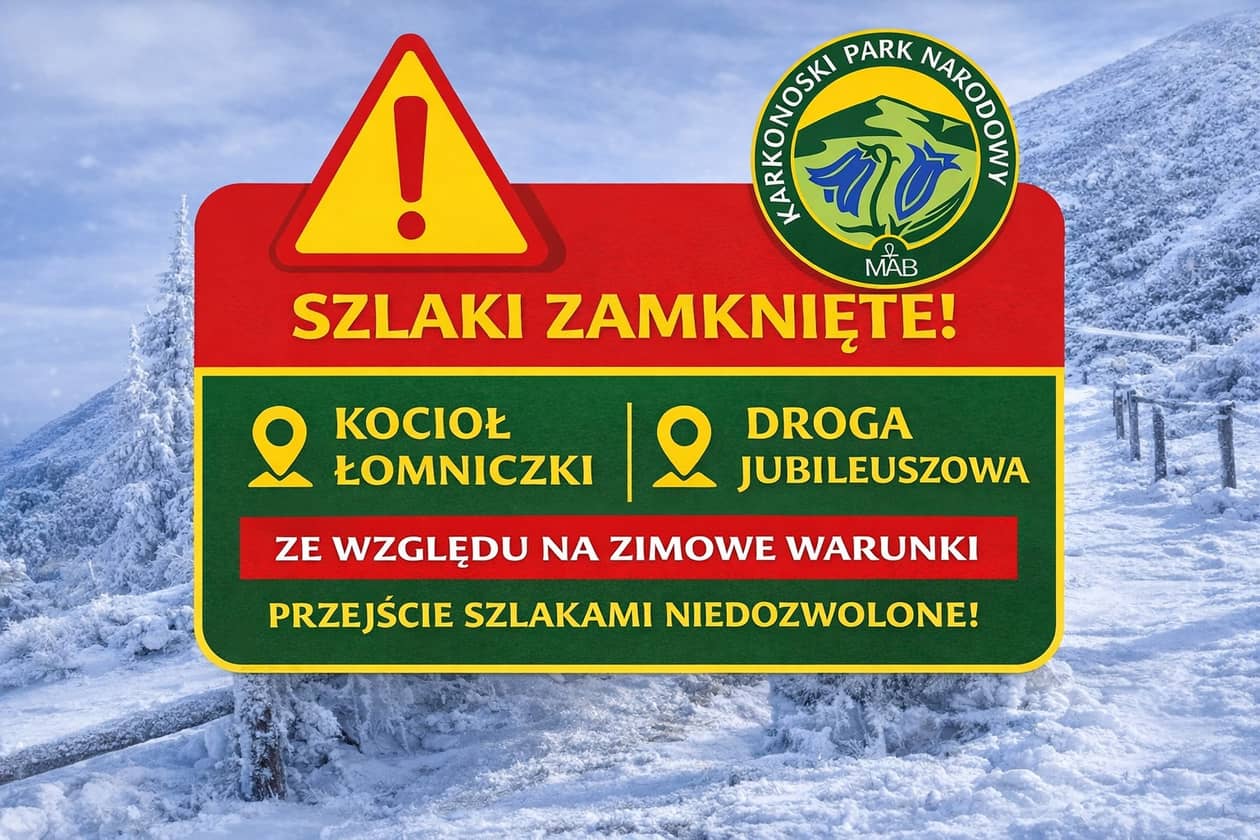 Karkonosze: Zagrożenie lawinami, zamykają szlaki