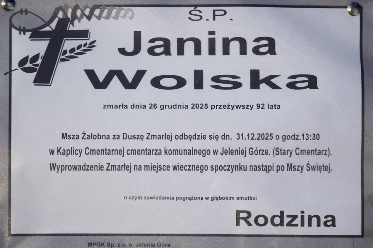 Jelenia Góra: Zmarła Janina Wolska
