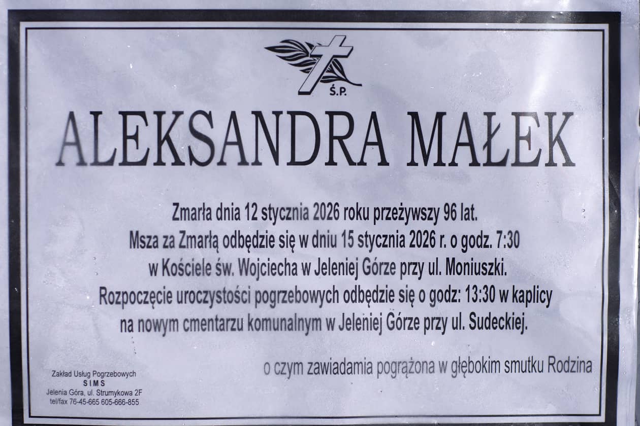 Jelenia Góra: Zmarła Aleksandra Małek