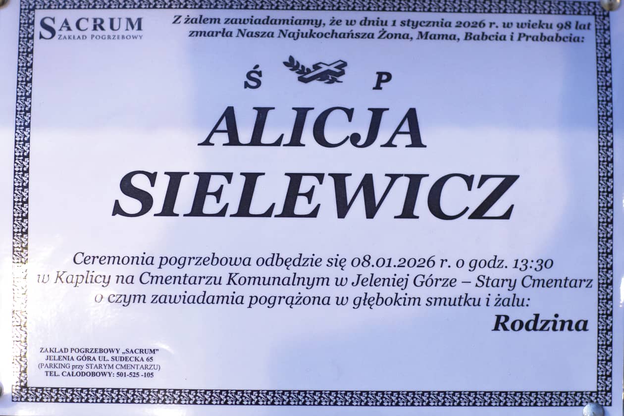 Jelenia Góra: Zmarła Alicja Sielewicz