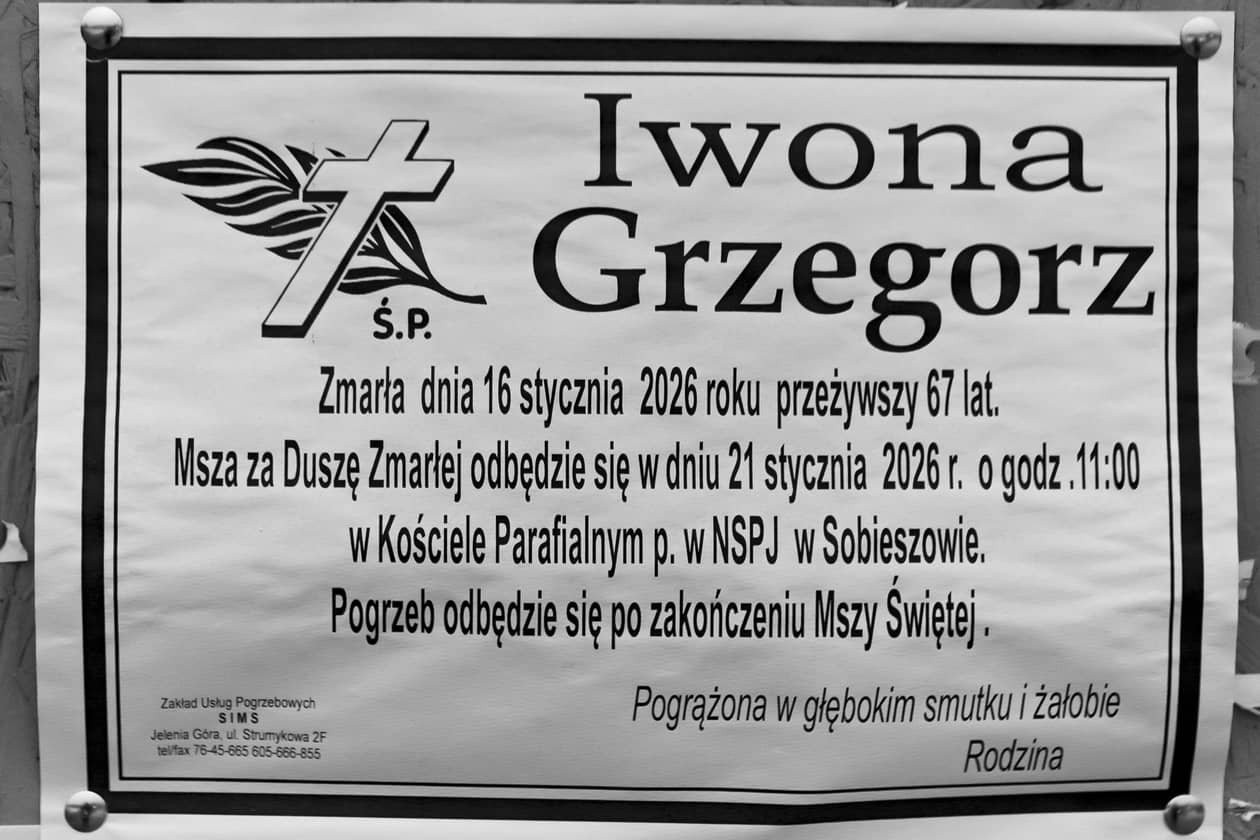 Jelenia Góra: Zmarła Iwona Grzegorz