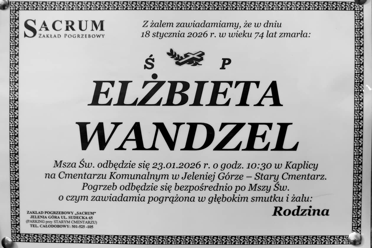 Jelenia Góra: Zmarła Elżbieta Wandzel