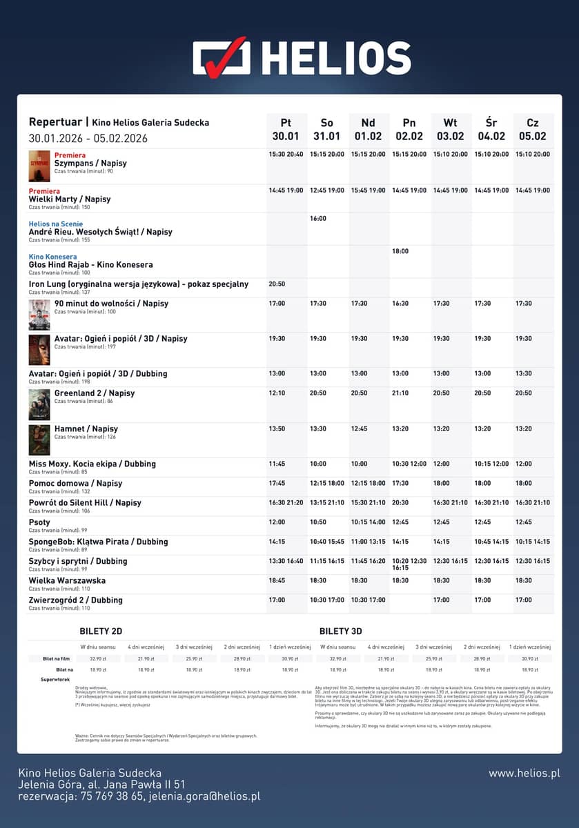 Jelenia Góra: Repertuar Kina Helios