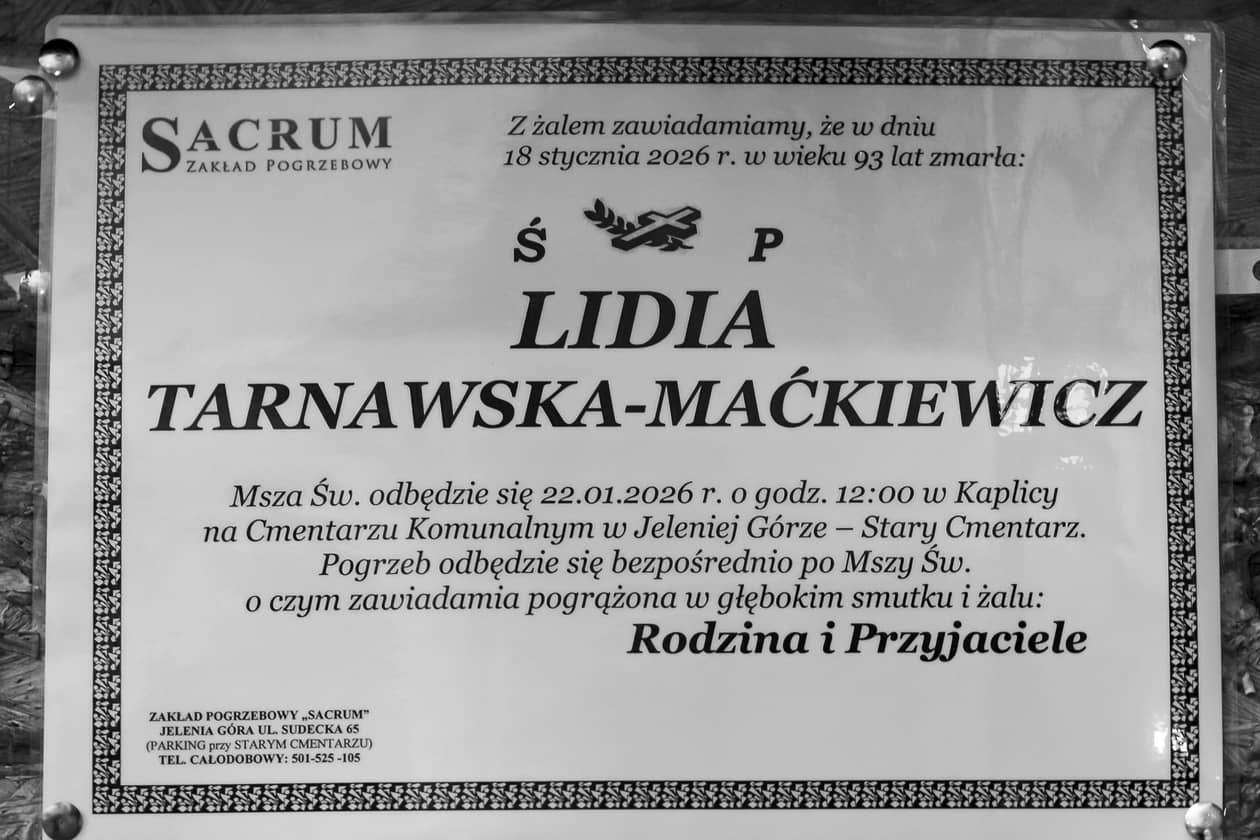 Jelenia Góra: Zmarła Lidia Tarnawska–Maćkiewicz
