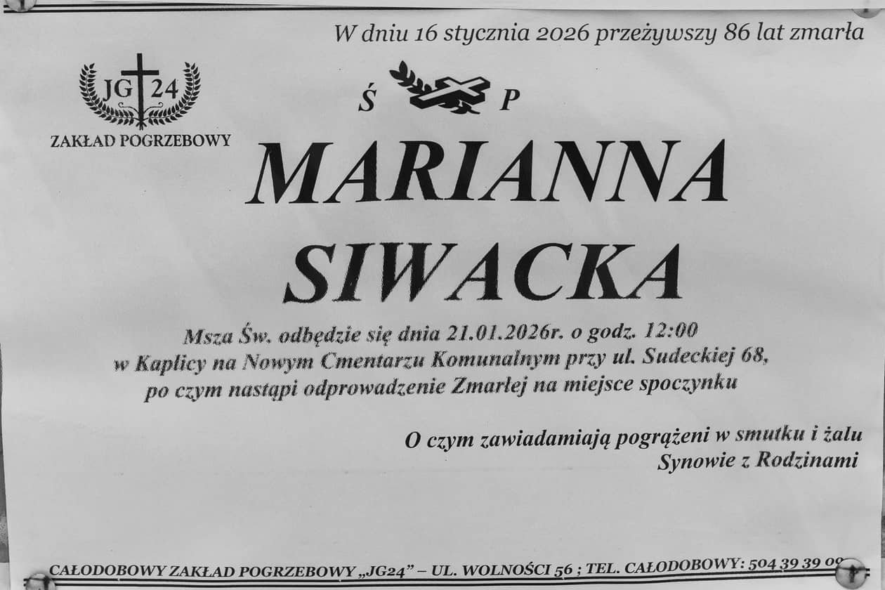 Jelenia Góra: Zmarła Marianna Siwacka
