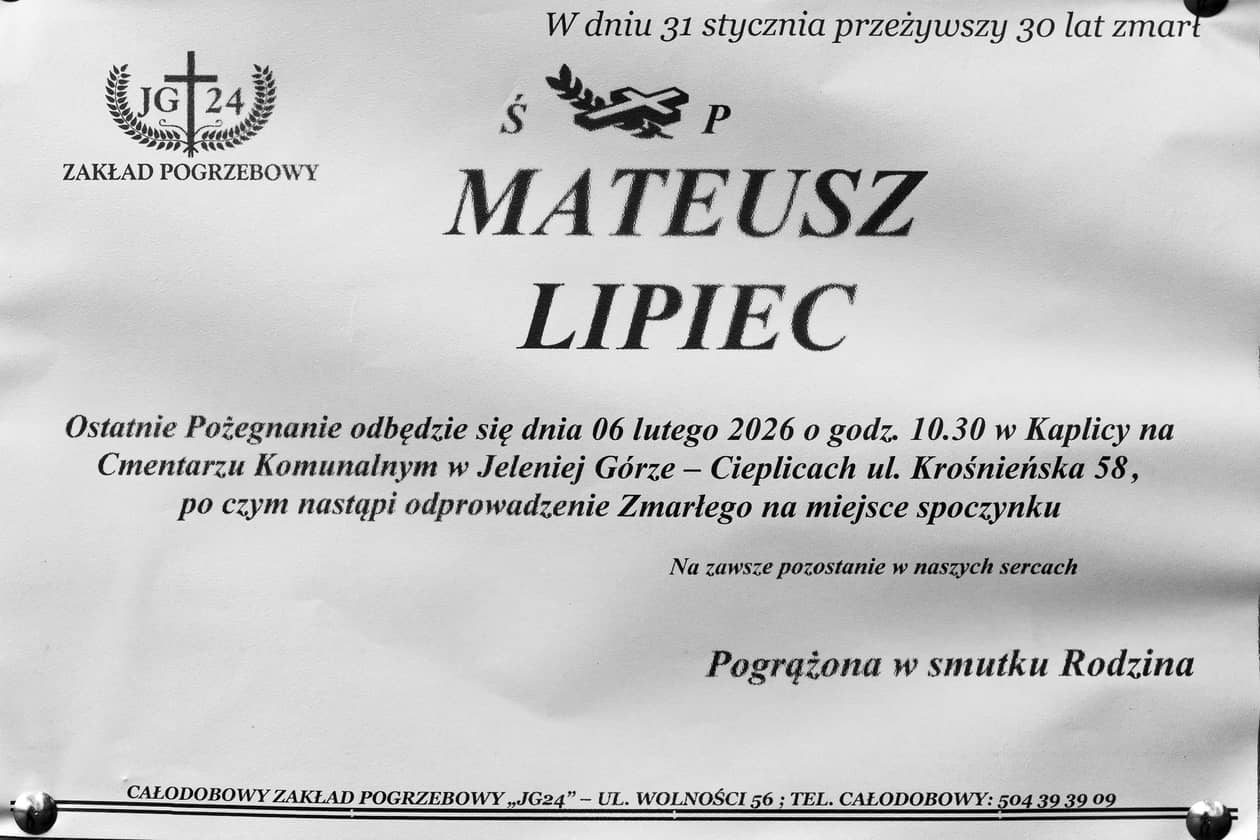 Jelenia Góra: Zmarł Mateusz Lipiec