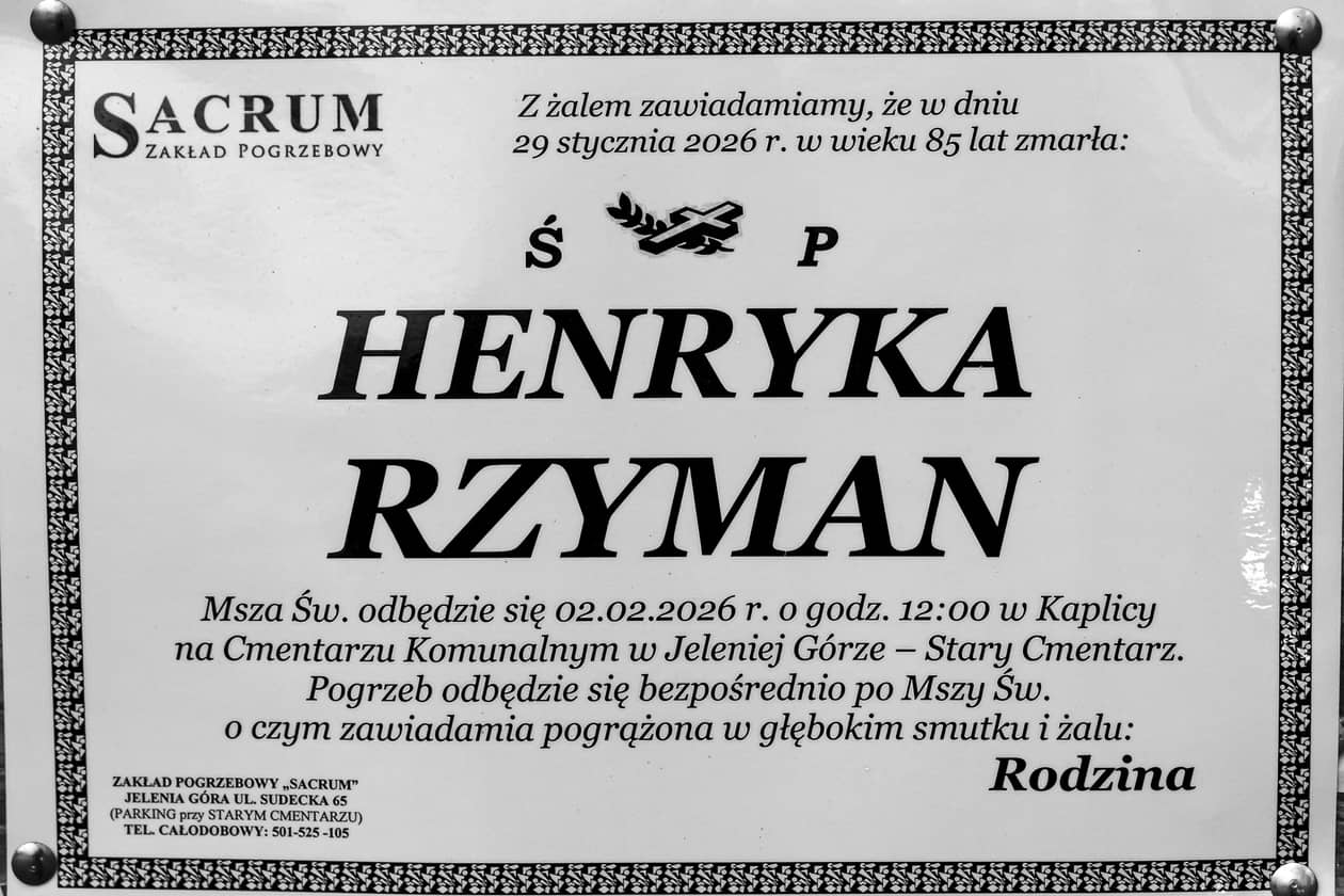 Jelenia Góra: Zmarła Henryka Rzyman
