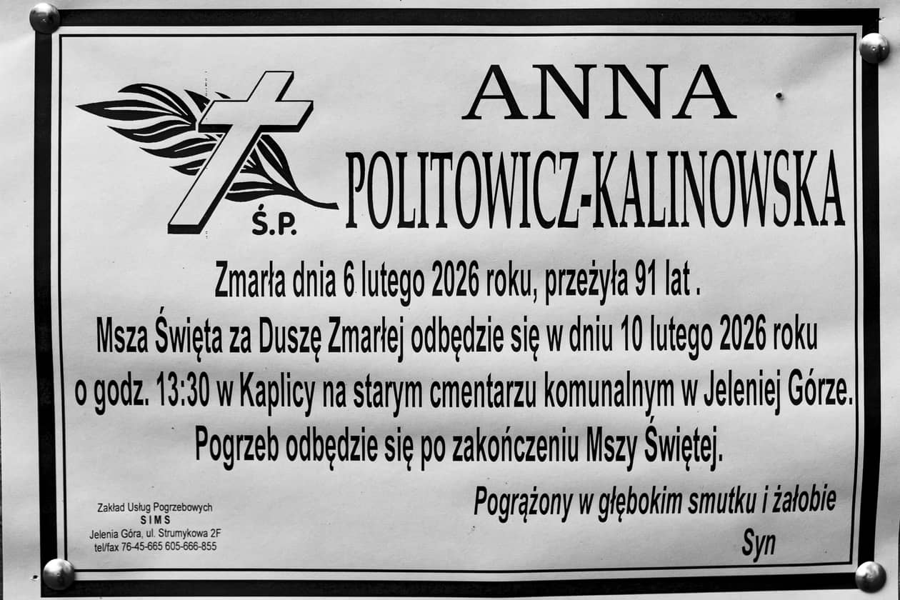 Jelenia Góra: Zmarła Anna Politowicz–Kalinowska