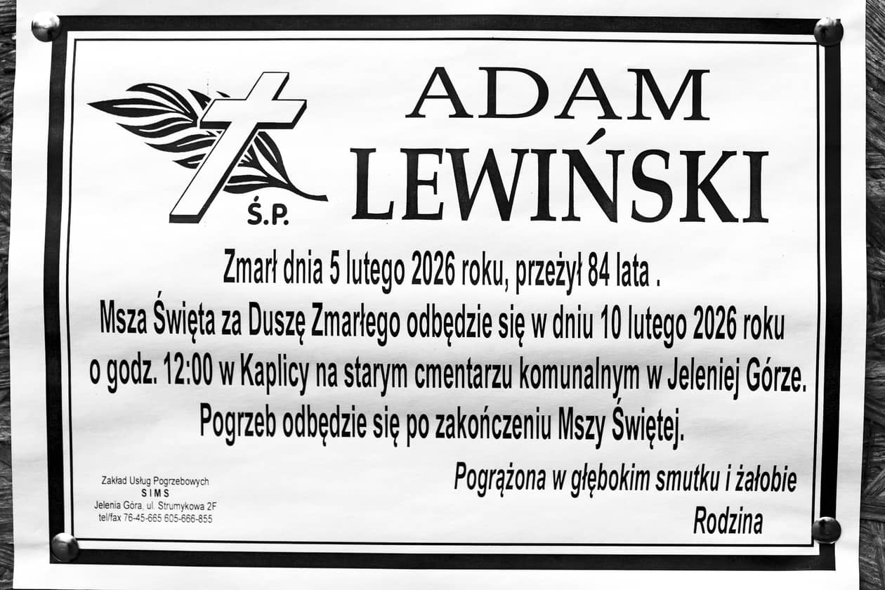 Jelenia Góra: Zmarł Adam Lewiński