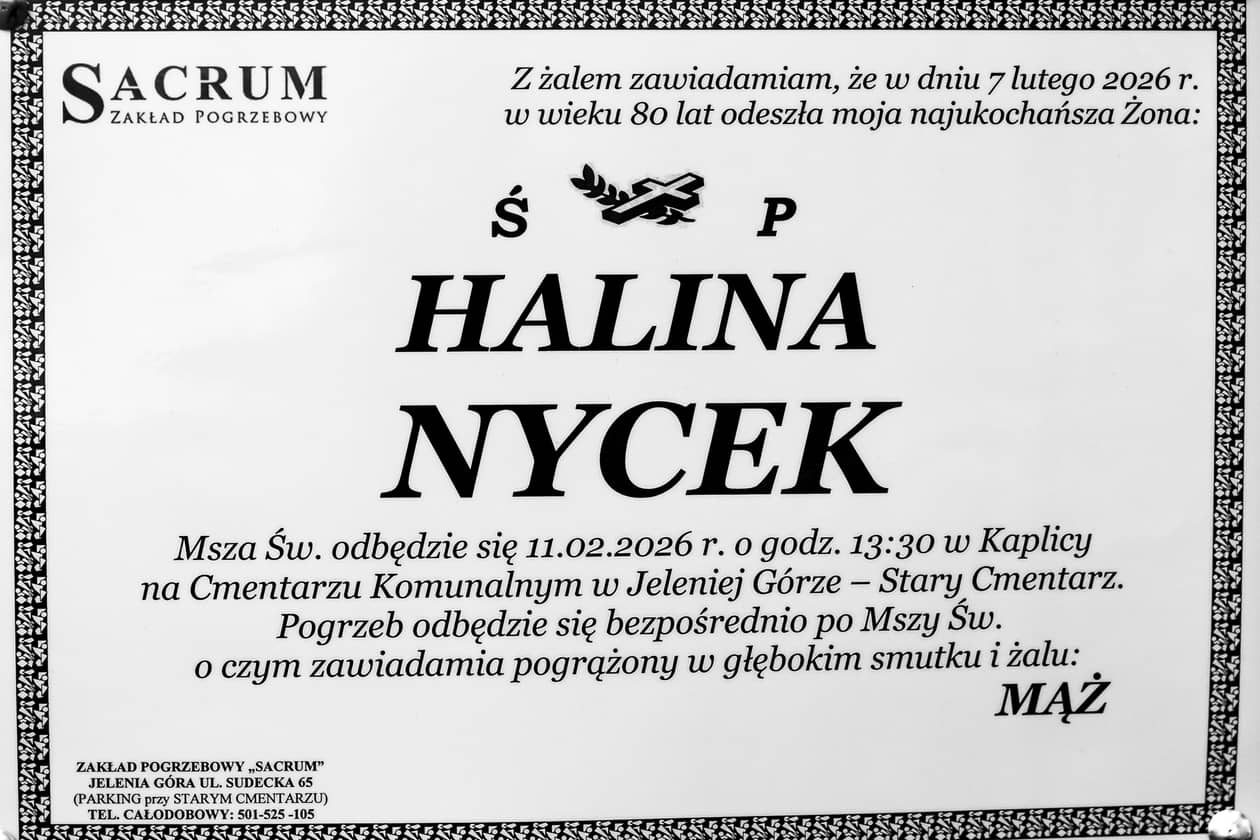 Jelenia Góra: Zmarła Halina Nycek