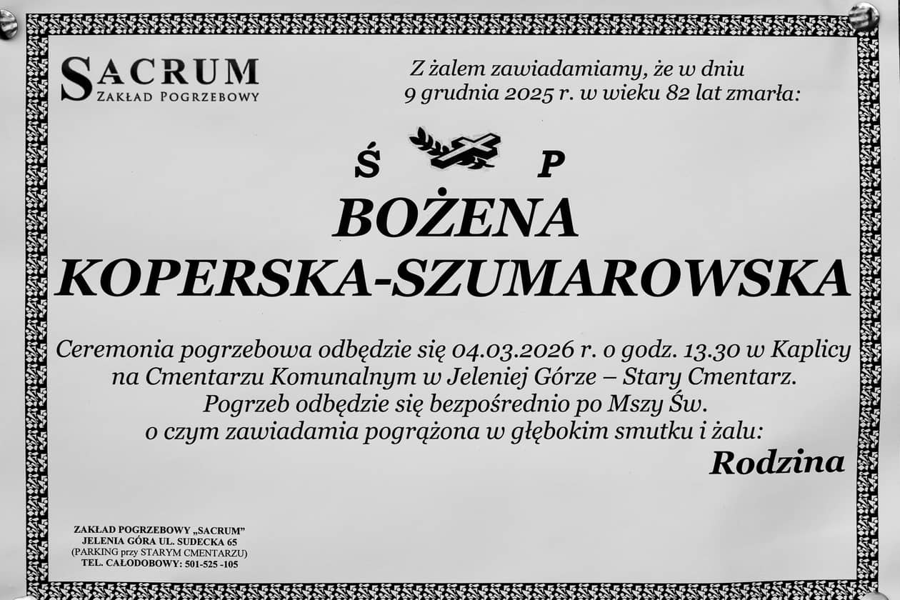 Jelenia Góra: Zmarła Bożena Koperska–Szumarowska