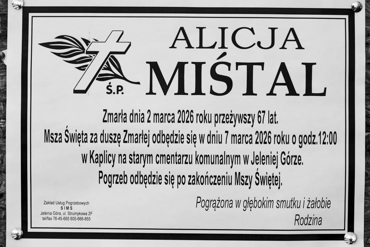 Jelenia Góra: Zmarła Alicja Mistal