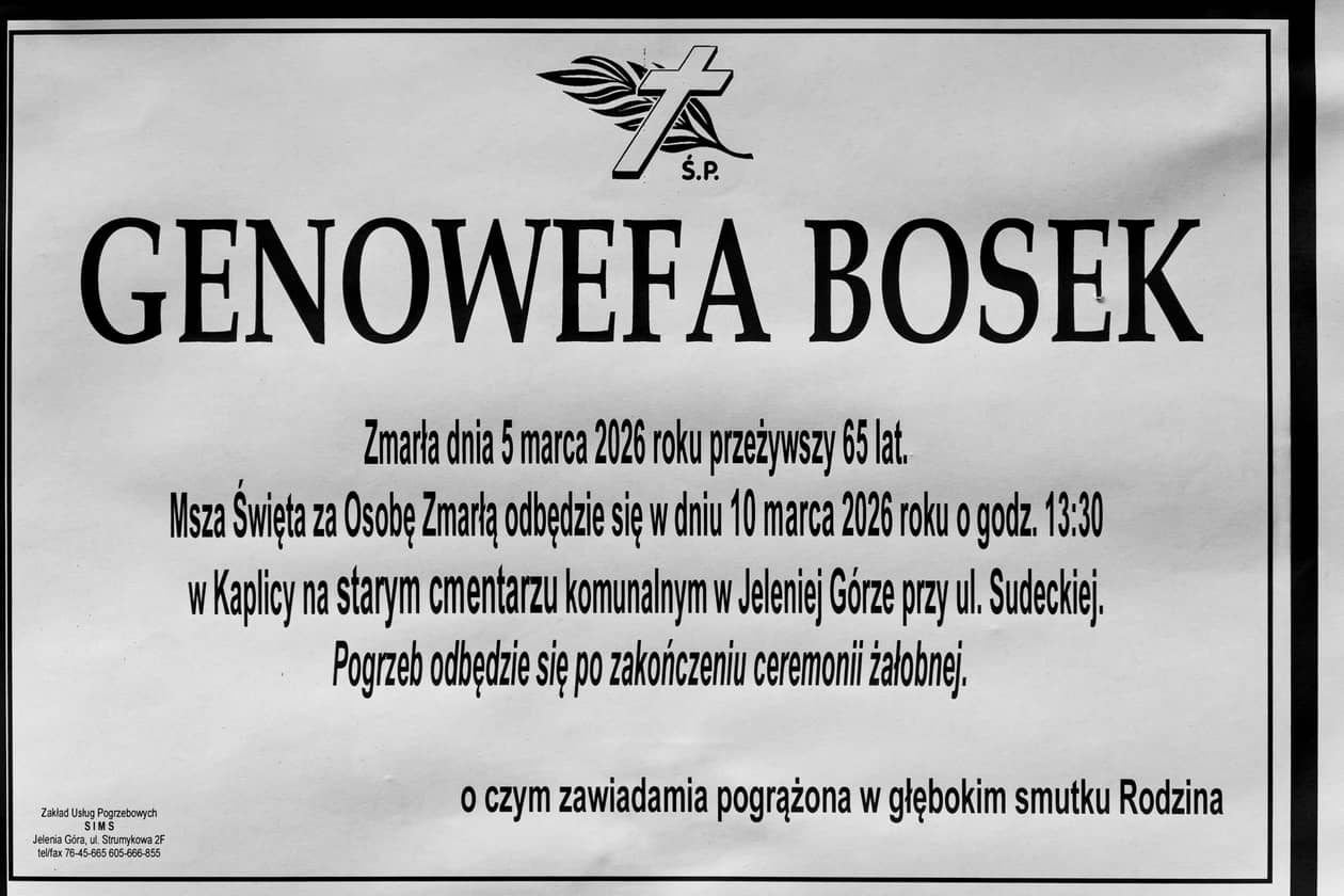 Jelenia Góra: Zmarła Genowefa Bosek