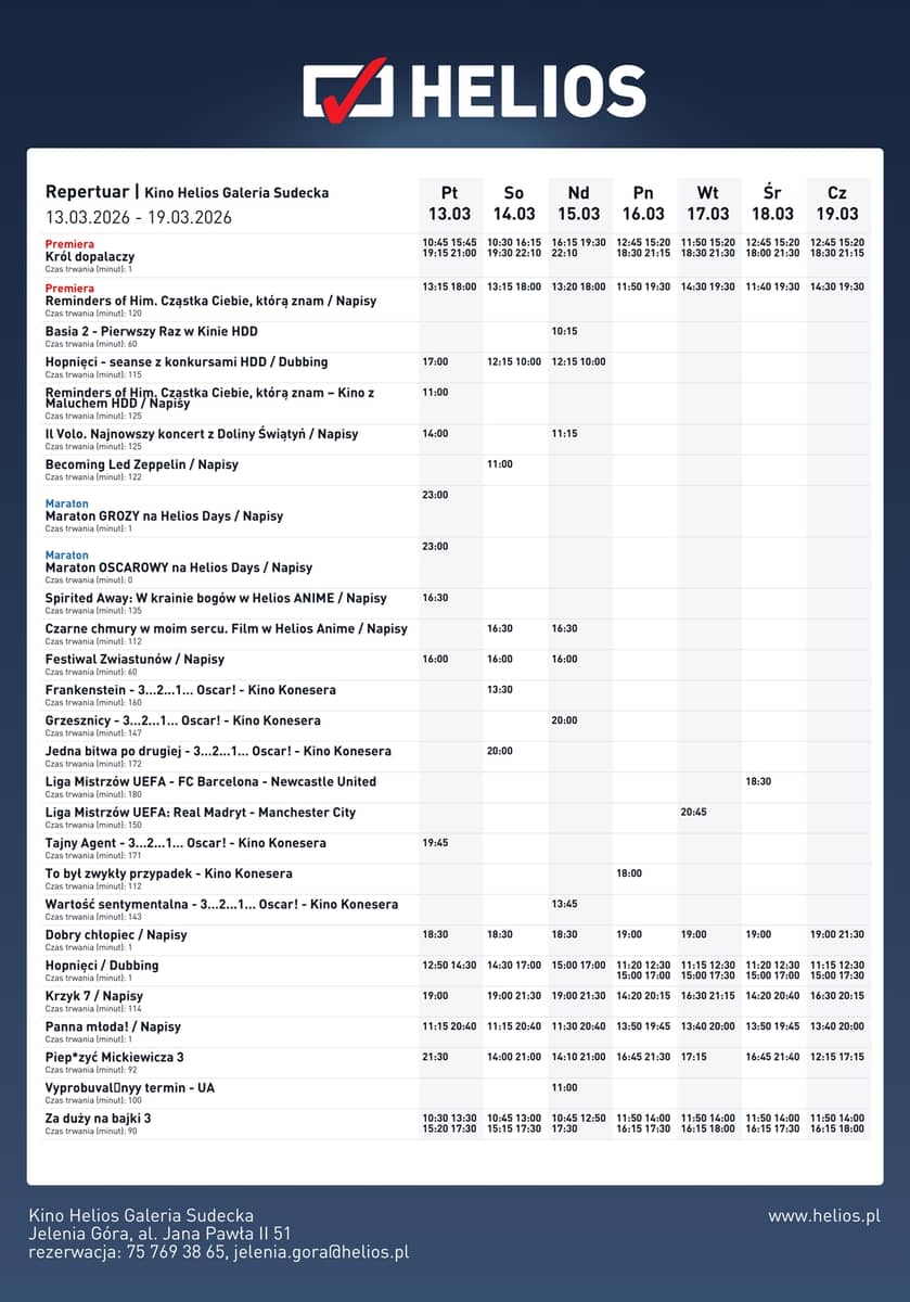 Jelenia Góra: Repertuar Kina Helios