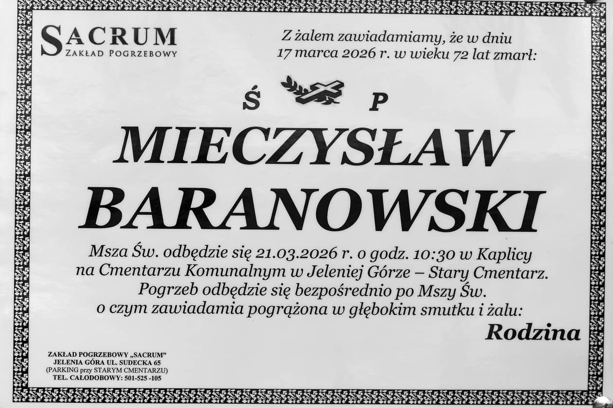 Jelenia Góra: Zmarł Mieczysław Baranowski