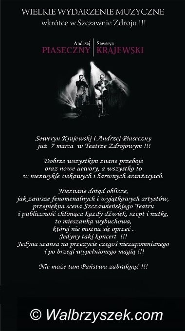 REGION, Szczawno-Zdrój: Krajewski i Piaseczny w Teatrze Zdrojowym