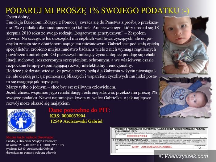Wałbrzych: Mały Gabryś potrzebuje naszej pomocy