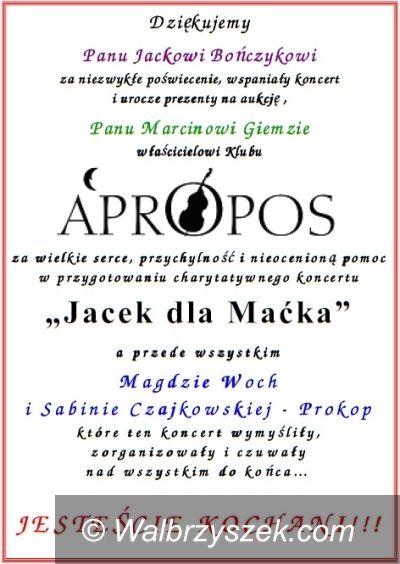 Wałbrzych: Rodzice Maćka dziękują