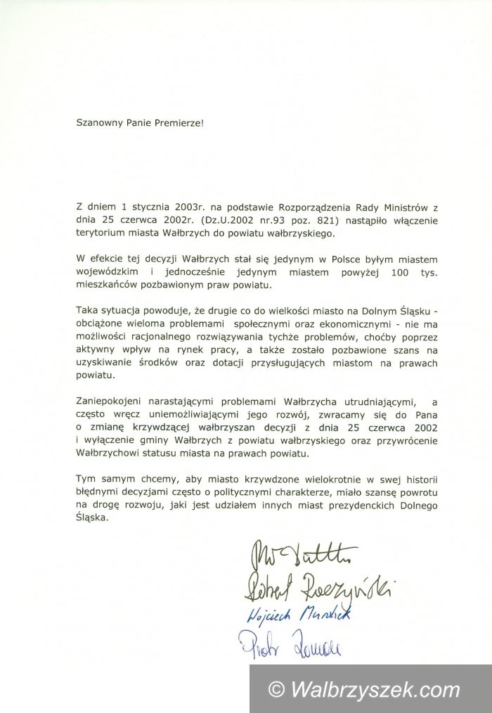Wałbrzych: Grodzkość dla Wałbrzycha!
