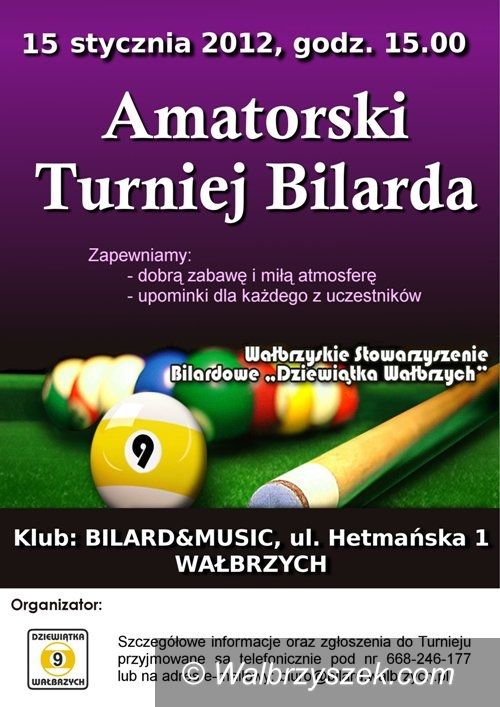 Wałbrzych: Dziewiątka Wałbrzych zaprasza na turniej bilarda