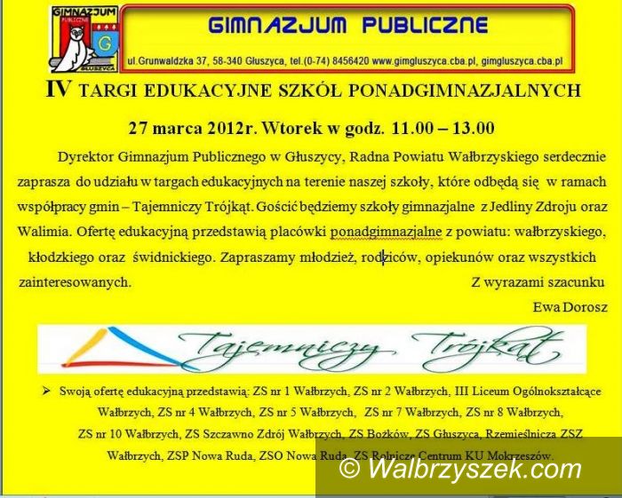REGION, Głuszyca: Zapraszamy na targi edukacyjne do Głuszycy