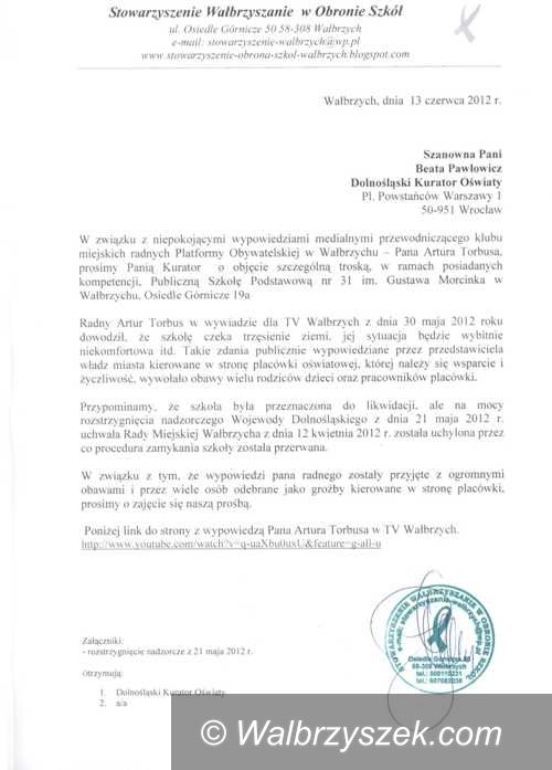 Wabrzzch: Obrońcy szkół protestują przeciwko wypowiedziom radnego Artura Torbusa