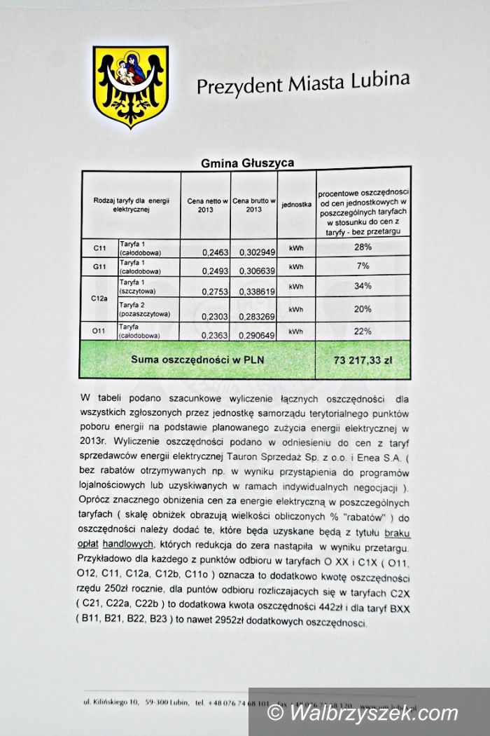 Głuszyca: Głuszyca oszczędzi na dostawie energii elektrycznej