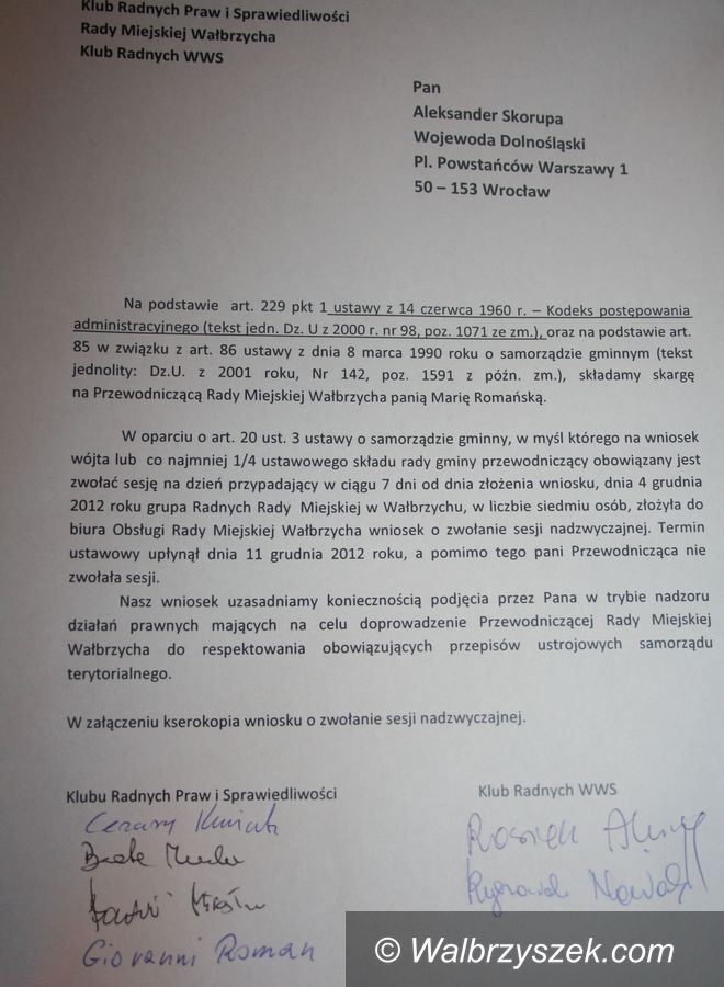 Wałbrzych: Złożyli skargę na Marię Romańską