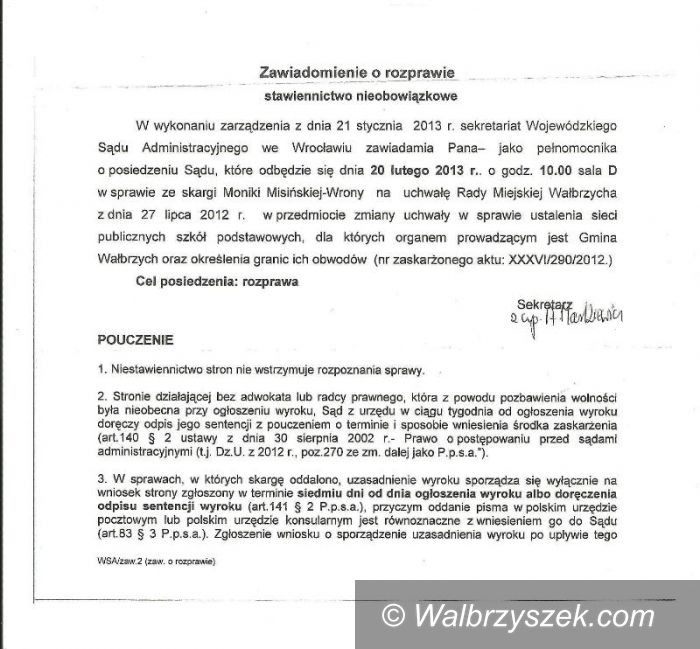 Wałbrzych: W lutym rozprawa dotycząca zaskarżenia uchwał Rady Miasta
