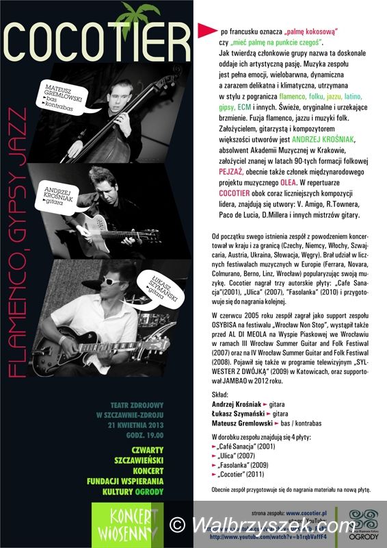 REGION, Szczawno Zdrój: Cocotier wystąpi w Teatrze Zdrojowym
