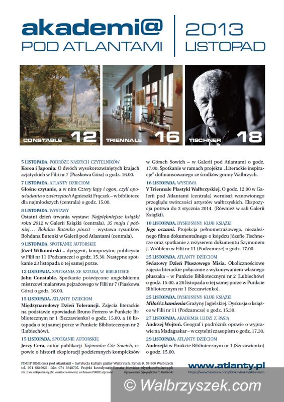 Wałbrzych: Listopad w Bibliotece pod Atlantami