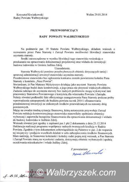 powiat wałbrzyski: Radny Kwiatkowski uważa, że staroście niepotrzebny jest asystent