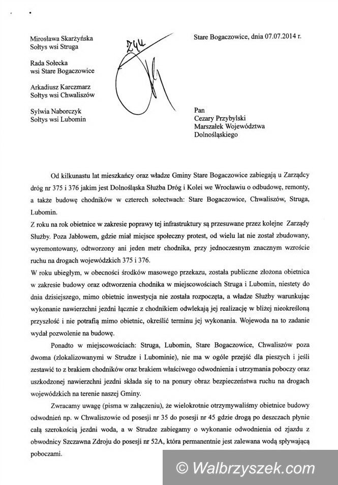 REGION, Stare Bogaczowice: Będą blokować drogę