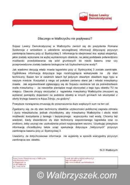 Wałbrzych: SLD pyta, dlaczego basen przy ulicy Bystrzyckiej jest nieczynny