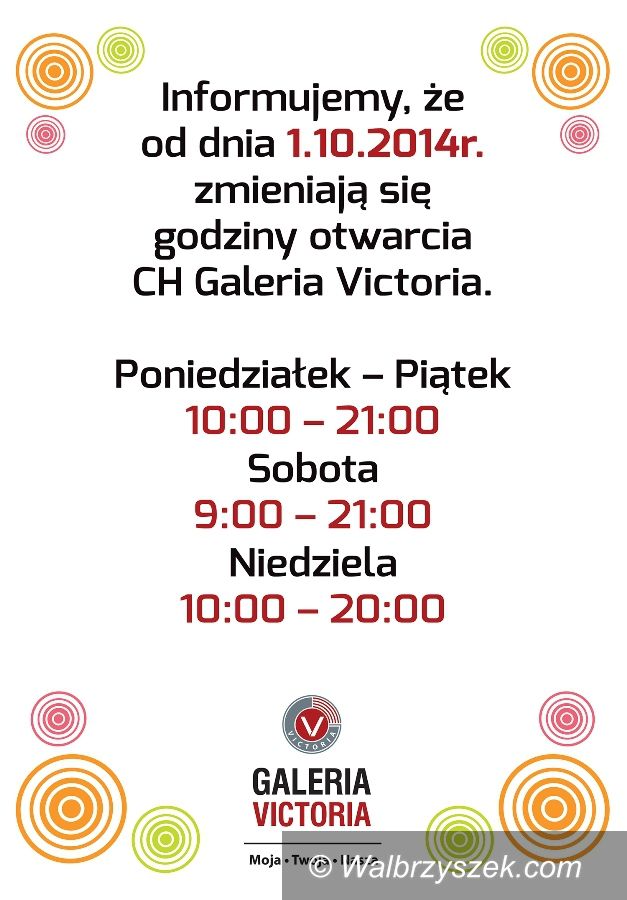 Wałbrzych: Zmiana godzin otwarcia Galerii Victoria