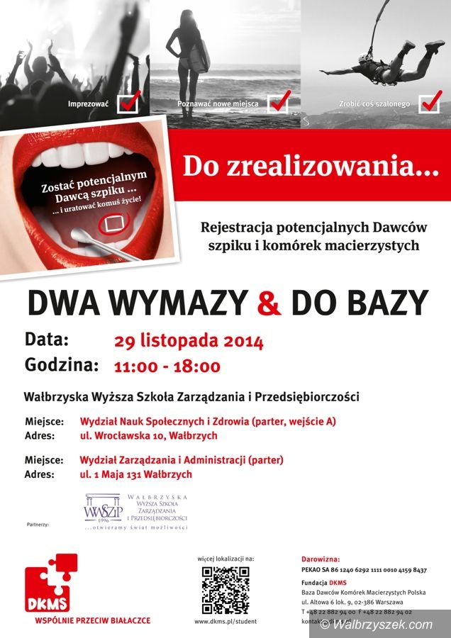 Wałbrzych: Już jutro akcja rejestracji dawców szpiku