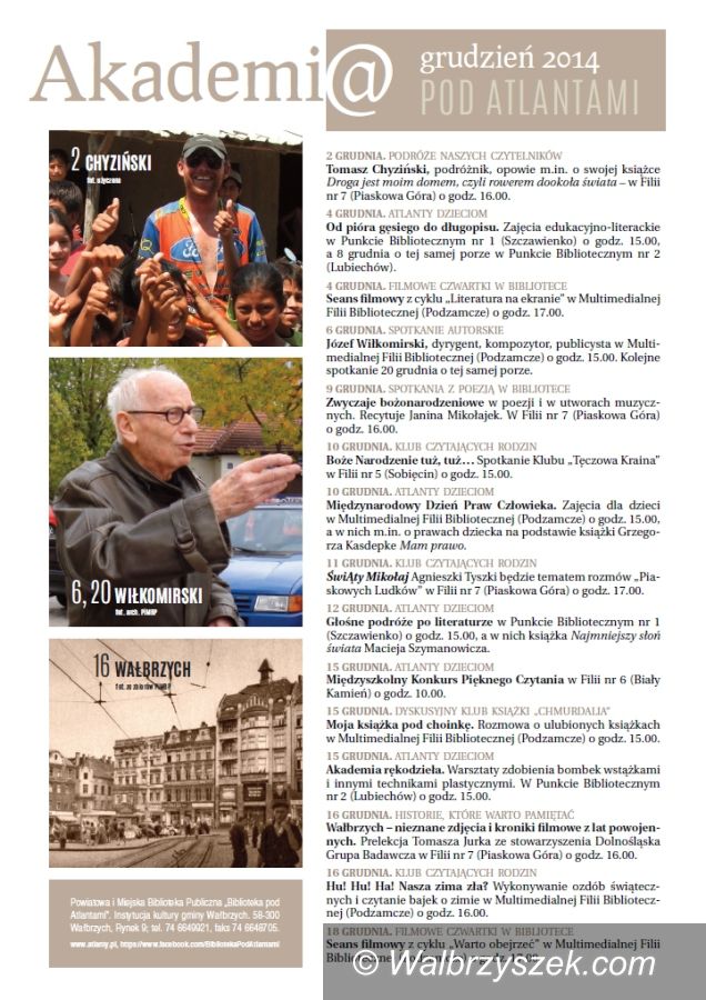 Wałbrzych: Biblioteka pod Atlantami zaprasza w grudniu