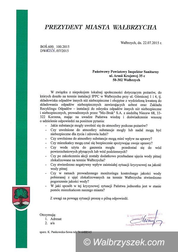 Wałbrzych: Prezydent pyta, PPIS odpowiada