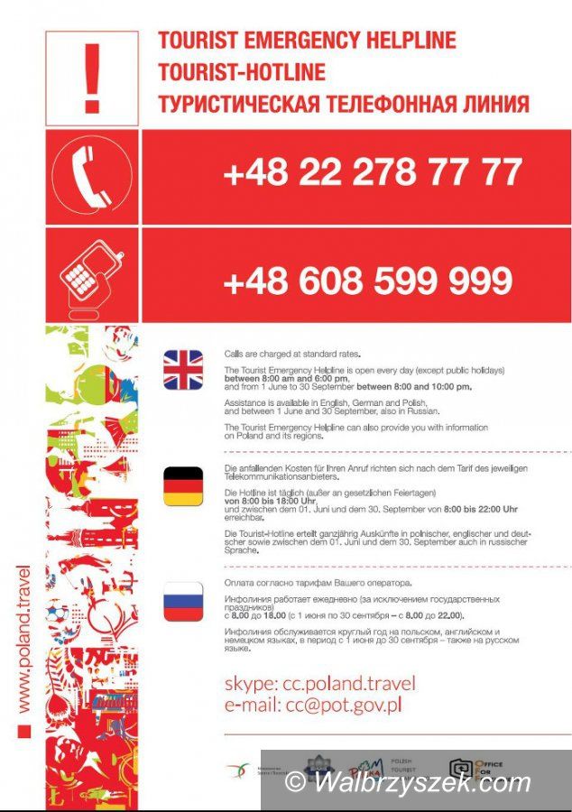 Kraj: Telefon bezpieczeństwa dla zagranicznych turystów