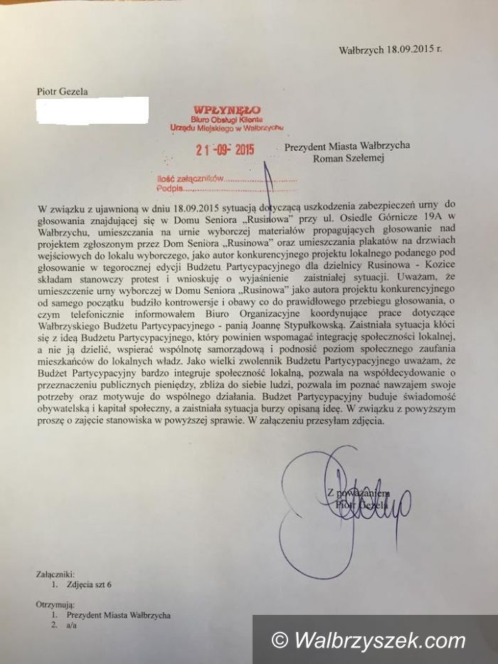 Wałbrzych: Mają zastrzeżenia do głosowania w ramach Wałbrzyskiego Budżetu Partycypacyjnego
